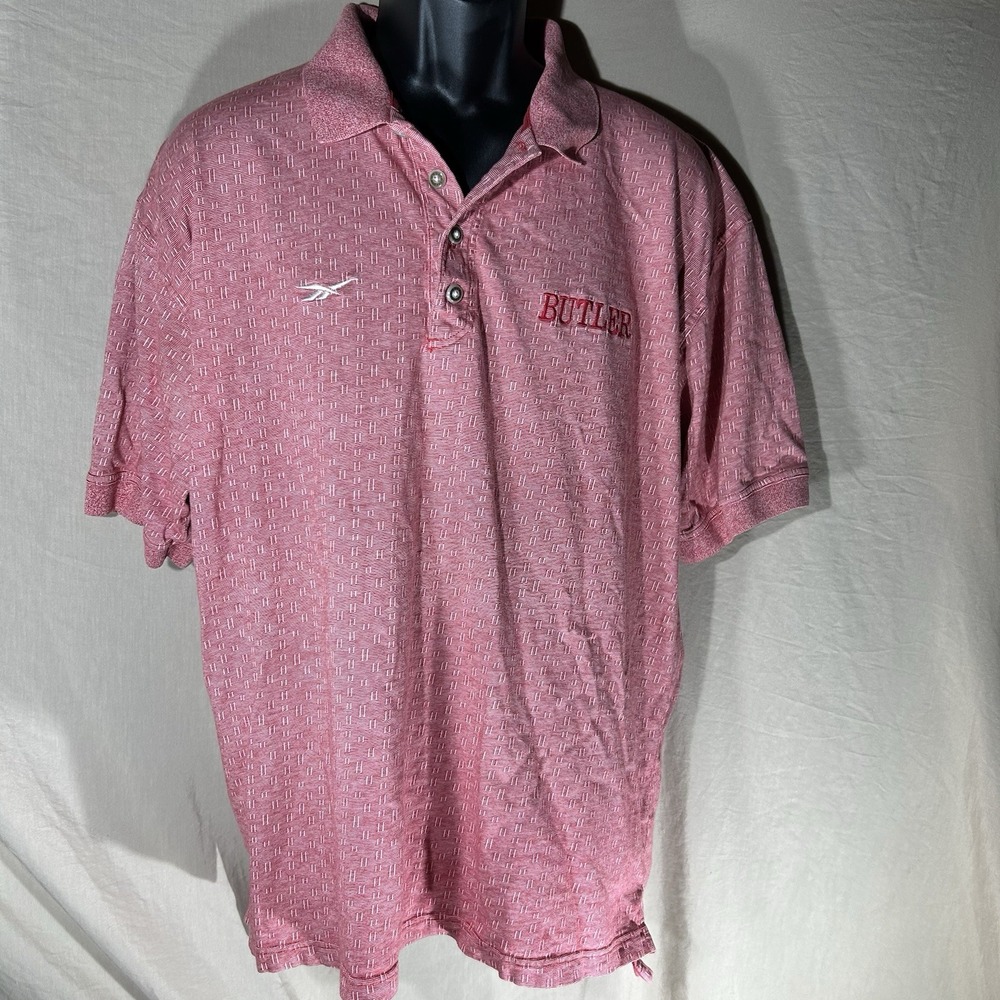 Reebok Men's Polo Shirt Size XL Red Butler University Embroidered Graphic